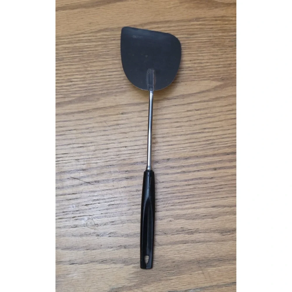 Vintage Ekco Solid Chromium Plated Metal Spatula Black Handle Made in the USA